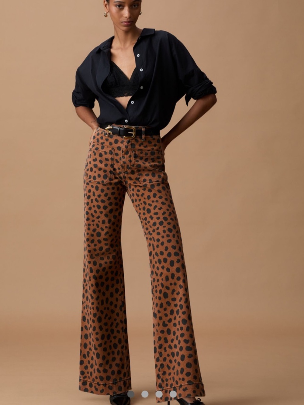 ASKK NY Tan and Black Leopard-Print Chinos